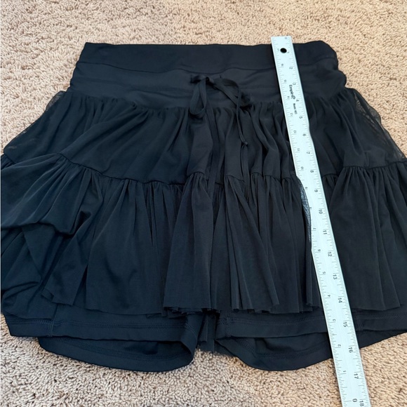 XL popflex Pirouette Skort black built in shorts silky mesh tiered skirt pockets - Picture 11 of 16